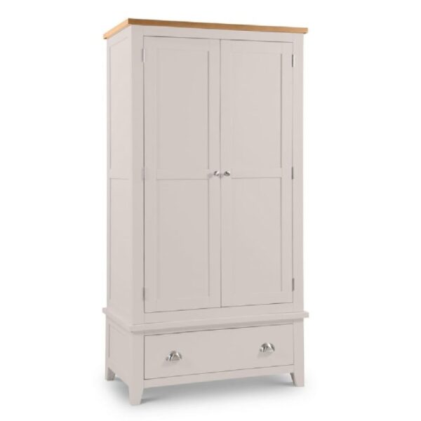 Raisie Wooden Wardrobe With 2 Doors 1 Drawer In Oak And Grey