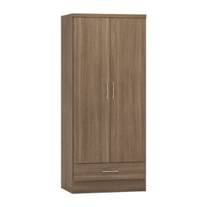 Mack Wooden Wardrobe With 2 Doors 1 Drawer In Rustic Oak