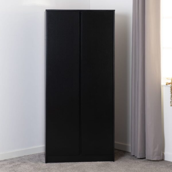 Mcgowen Wooden Wardrobe With 2 Doors In Black