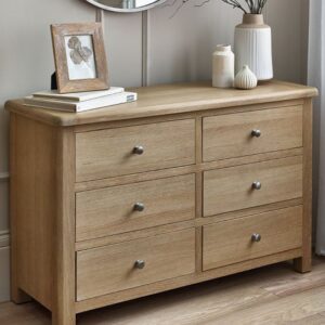 Merritt Wooden Chest Of 6 Drawers Wide In Limed Oak