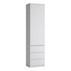 Felton Wardrobe Tall Narrow With 1 Door 3 Drawer In White