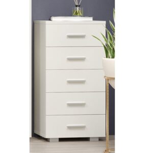 Lufkin High Gloss Chest Of 5 Drawers In White