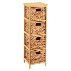 Maize Narrow Wooden Chest Of 4 Basket Drawers In Natural