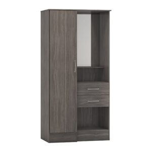 Mack Wooden Wardrobe With 1 Door 2 Drawers In Black