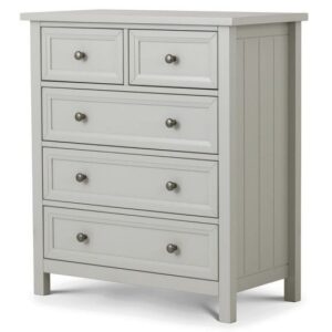 Madge Chest Of Drawers In Dove Grey Lacquer With 5 Drawers