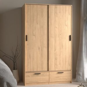 Liston Wooden Wardrobe With 2 Doors 2 Drawers Oak