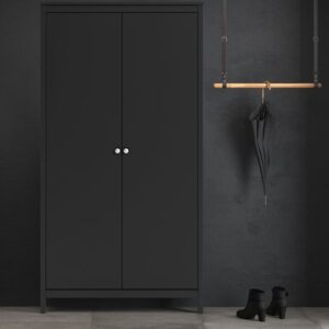 Macron Wooden Wardrobe With 2 Doors In Matt Black